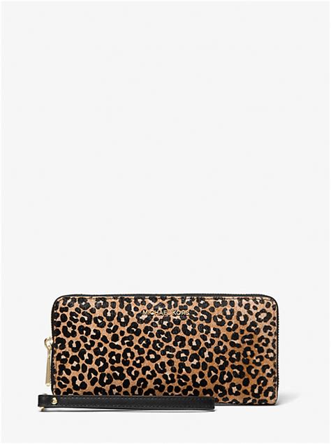 leopard print wallet michael kors|Large Leopard Print Calf Hair Continental Wallet .